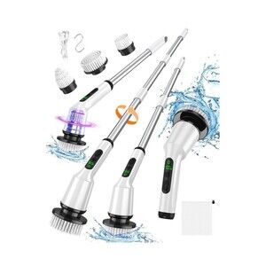 Electric Spin Scrubber 53" Long Handle Shower Cleaner 2 Speeds IPX7 Waterproof